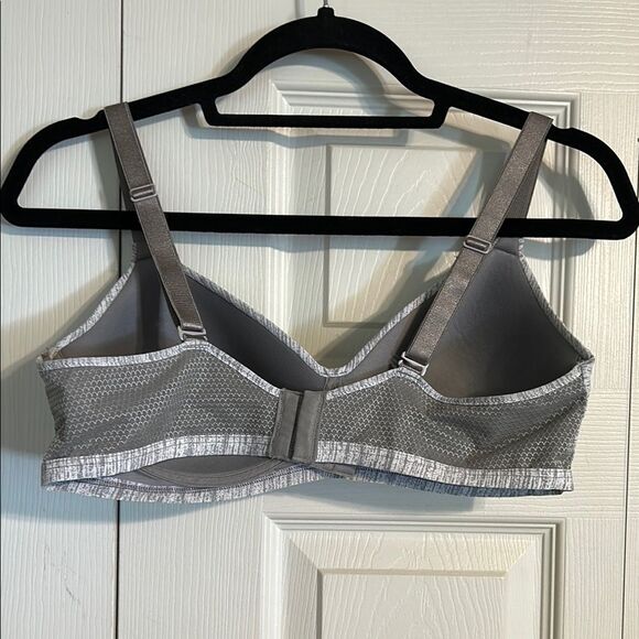 HANES Gray Heather Large Wireless Bra Soft Jersey Mesh Adjustable Lined - Picture 5 of 10